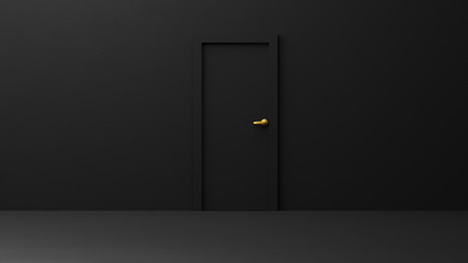 Black door,abstract empty interior background.3D render.