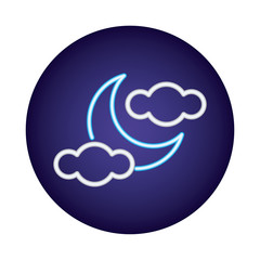 moon night with cloud neon light style icon