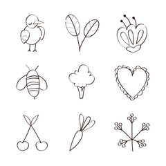 bundle of spring set line icons