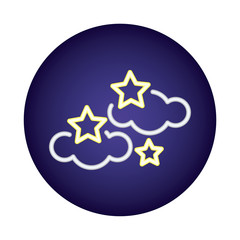 clouds with stars neon light style icon