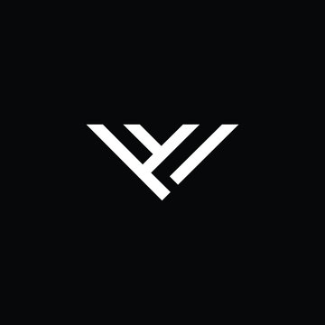  Minimal elegant monogram art logo. Outstanding professional trendy awesome artistic WY YW VY YV initial based Alphabet icon logo. Premium Business logo White color on black background