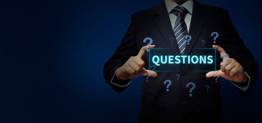Question text in digital format with Business person, Business concept