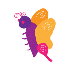 butterfly vector design. digital hand drawn style. grain texture