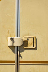 Detail of camper door with security lock