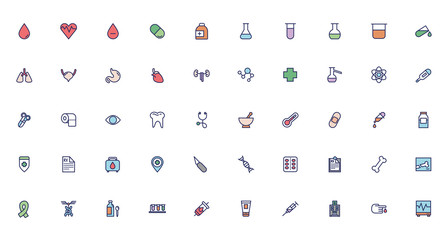 bundle of medical set icons