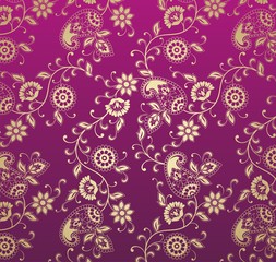 traditional paisley floral pattern , textile , Rajasthan, India	