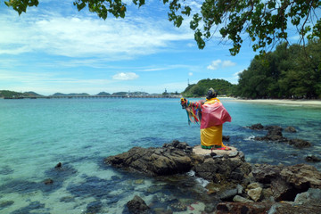 Rayong, Thailand - 15th September 2014 : Sai Kaew Beach along Coastline in Sattahip, Rayong, Thailand