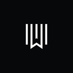  Minimal elegant monogram art logo. Outstanding professional trendy awesome artistic W WW WM MW initial based Alphabet icon logo. Premium Business logo White color on black background