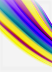 Wave lines abstract background, smooth silk design with rainbow style colors. Liquid fluid color waves. Vector Illustration