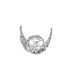 Fototapeta na wymiar Isolated beard with mustaches and lips, Hand drawn vector sketch