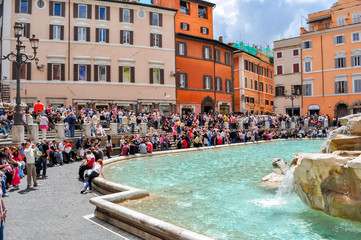 People around Trevi fountain in Rome, Rome, Italy