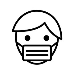 Masked man outline vector icon isolated on white background. 2019-ncov coronavirus line icon for web, mobile apps, ui design and print products. Symptoms and prevention of coronavirus