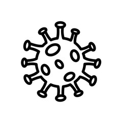 Fototapeta premium Coronavirus bacterium outline vector icon isolated on white background. Coronavirus 2019-ncov line icon for web, mobile apps, ui design and print products. Symptoms and prevention of coronavirus