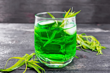 Lemonade Tarragon in glass on board