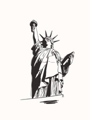 Sketch of Statue of Liberty New York City USA, Hand drawn vector illustration