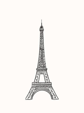 Sketch of Eiffel Tower in Paris, France, Hand drawn vector illustration