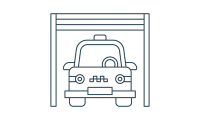 Garage icon for vehicle parking and car services