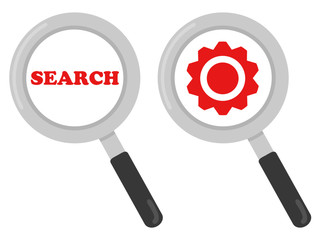 検索マークと虫眼鏡