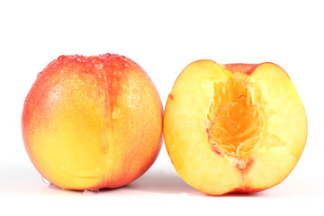 Nectarine with a half