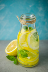 Bottle of lemonade with mint
