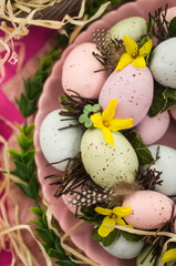 Spring easter wreath decoration, background