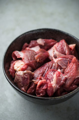 Raw meat beaf in bowl, 
