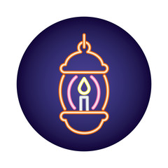 lamp with candle neon light style icon