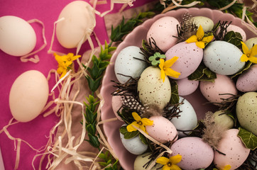 Spring easter wreath decoration, background