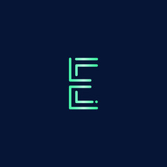 Abstract letter E tech logo design. Minimal emblem design template. 