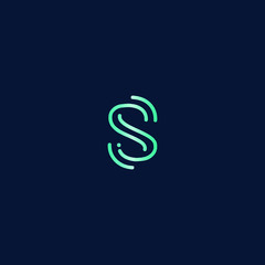 Abstract letter S tech logo design. Minimal emblem design template. 