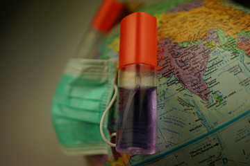 Mask and hand sanitizer for the prevention of Covid19 disease from the coronary virus that is spread around the world.