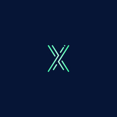 Abstract letter X tech logo design. Minimal emblem design template. 