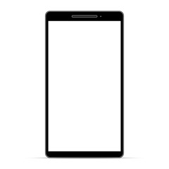 Smartphone vector is modern mobile phone black designed with white screen.