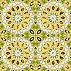 Seamless square mandala circle bandana pattern