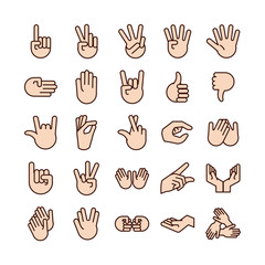 bundle of hands signals line and fill style icon