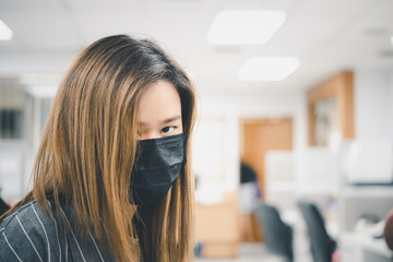 Woman wearing mask protection epidemic flu covid19