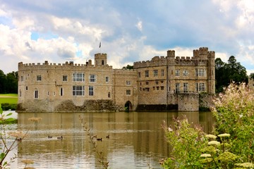 Fototapeta na wymiar Leeds Castle, England. It is built on islands in a lake formed by the River Len to the east of the village of Leeds.