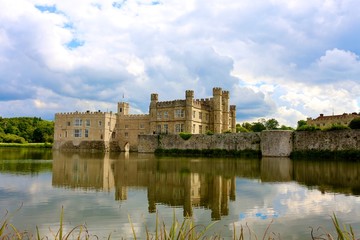 Leeds Castle, England. It is built on islands in a lake formed by the River Len to the east of the...