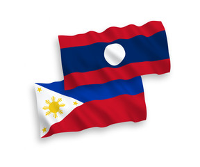 Flags of Philippines and Laos on a white background