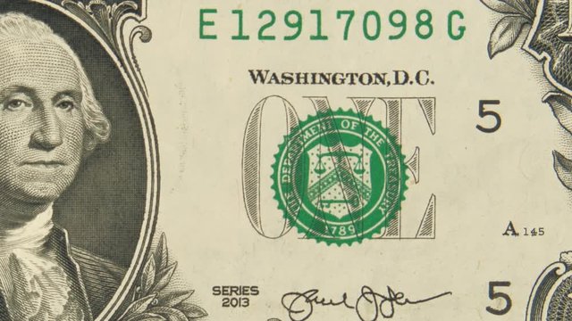 close up of dollar bill , one dollar Banknotes of the United States dollar