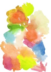 Big watercolor red,pink,yellow,lilac,blue,green texture. Multicolored hand drawn illustration on white isolated background. Design for social media,wedding invitations.