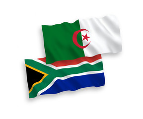 Flags of Algeria and Republic of South Africa on a white background