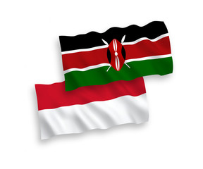 Flags of Indonesia and Kenya on a white background