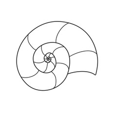 Vector illustration. Cartoon characters shell. Inhabitants of the underwater world on an isolated white background.Design of a child`s tattoo, coloring, print of clothes.