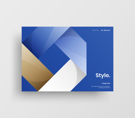 Creative business presentation vector A4 horizontal orientation front page mock up. Modern corporate report cover abstract geometric illustration design layout. Company identity brochure template.