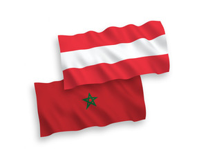 Obraz premium Flags of Austria and Morocco on a white background