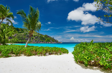 Beautiful Petite Anse beach at Seychelles