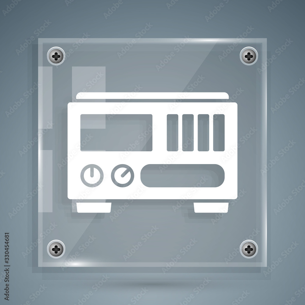 Poster white electrical measuring instruments icon isolated on grey background. analog devices. electrical 