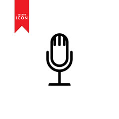 Microphone icon vector. Flat design style. Microphone logo illustration on white background.