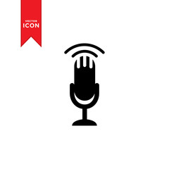 Microphone icon vector. Flat design style. Microphone logo illustration on white background.